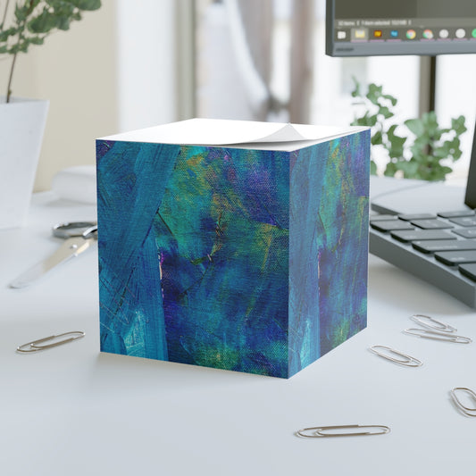 Azure Painted Sticky Note Cube
